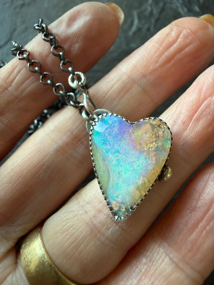 Lightening Ridge Opal Heart