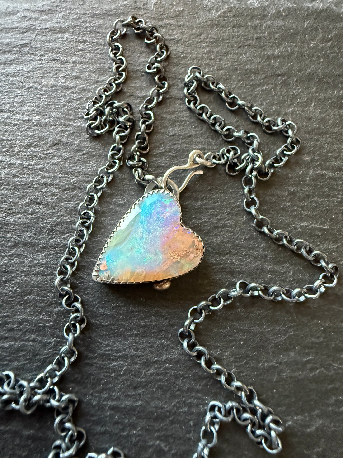 Lightening Ridge Opal Heart