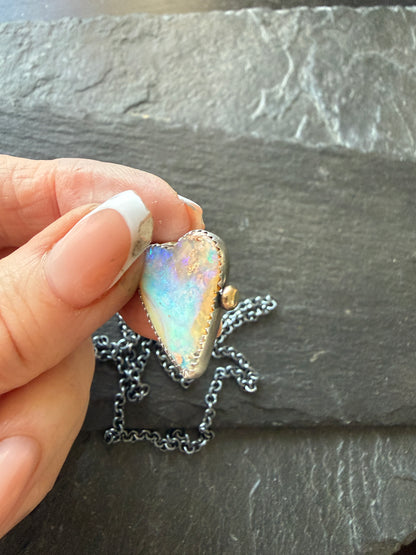 Lightening Ridge Opal Heart