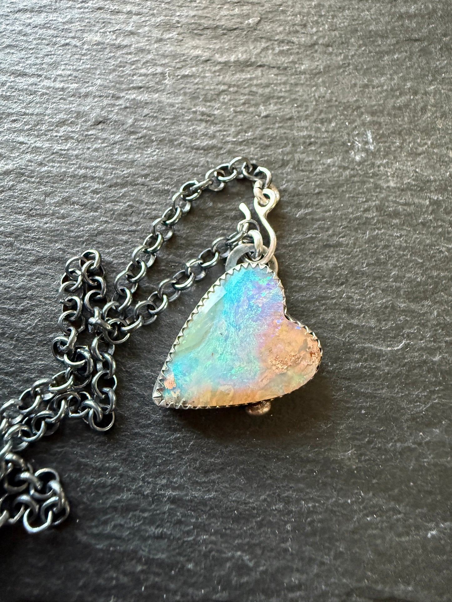 Lightening Ridge Opal Heart