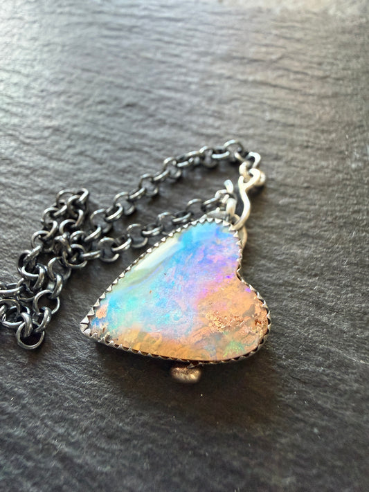 Lightening Ridge Opal Heart