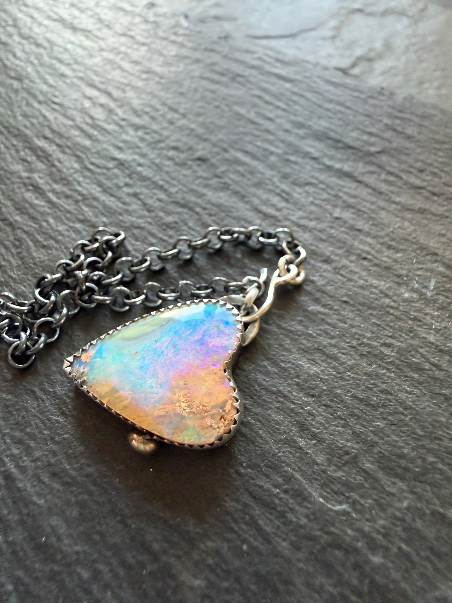 Lightening Ridge Opal Heart