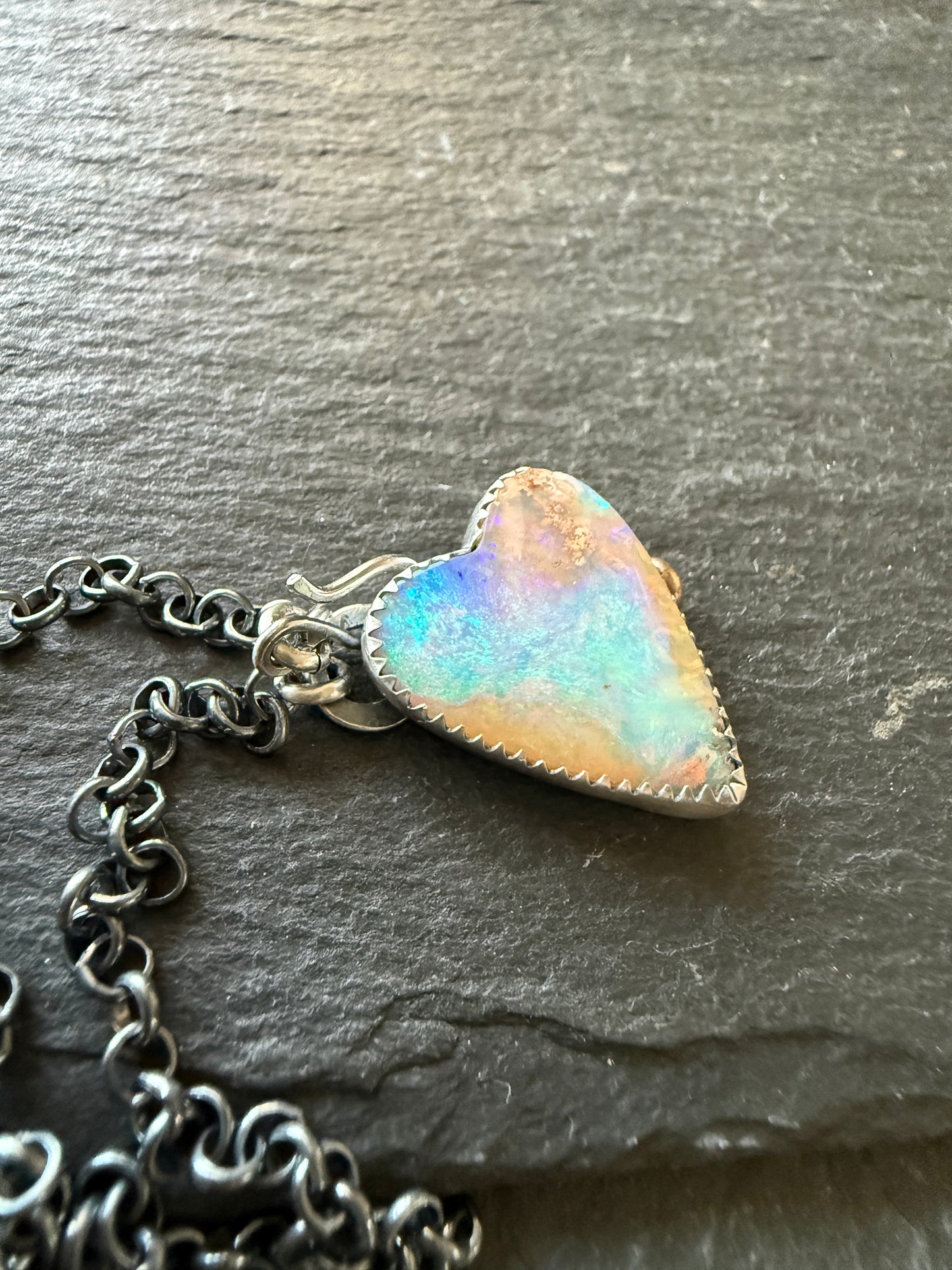 Lightening Ridge Opal Heart