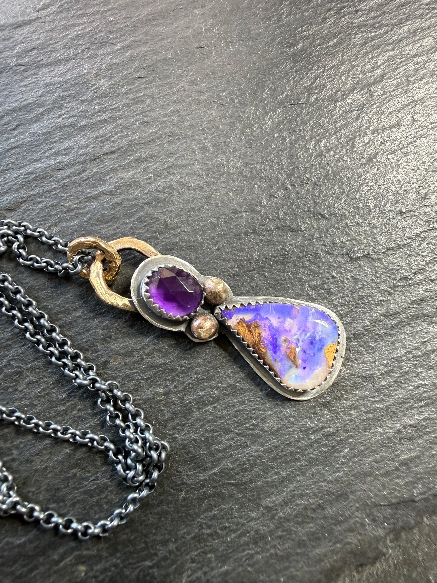 Amethyst and Boulder Opal Pendant