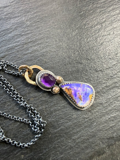 Amethyst and Boulder Opal Pendant
