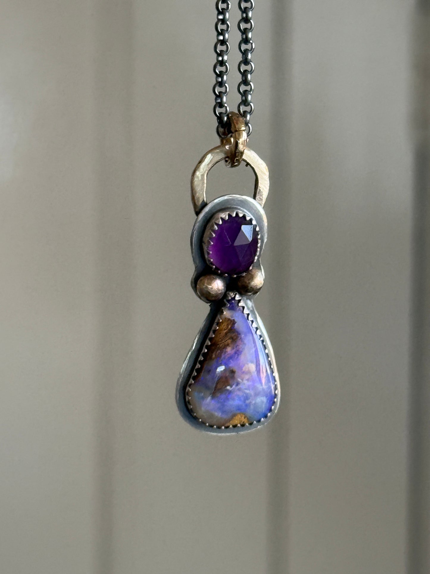 Amethyst and Boulder Opal Pendant