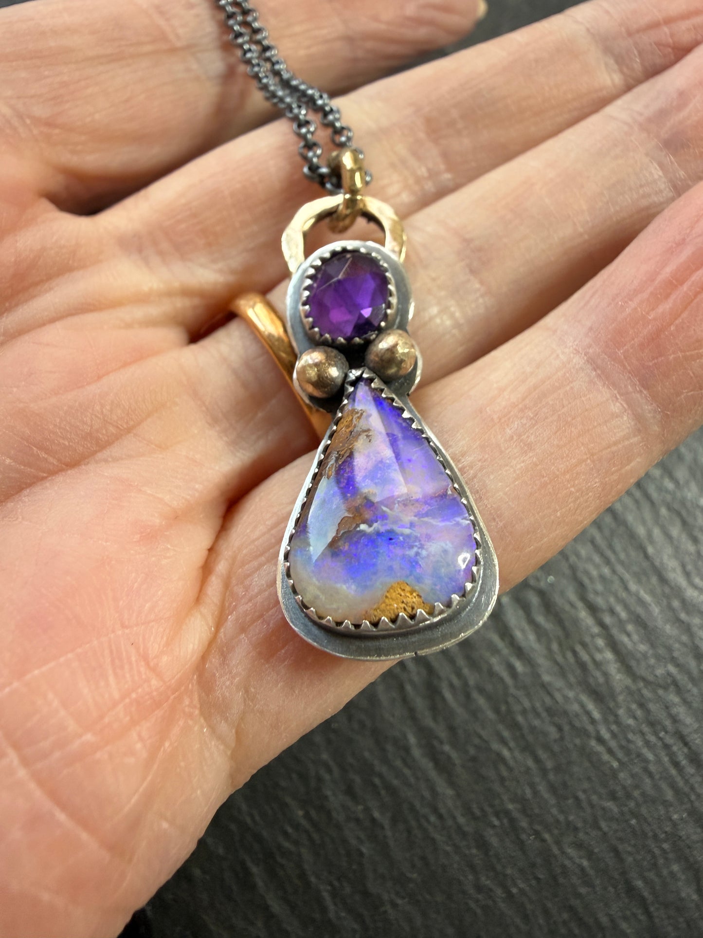 Amethyst and Boulder Opal Pendant