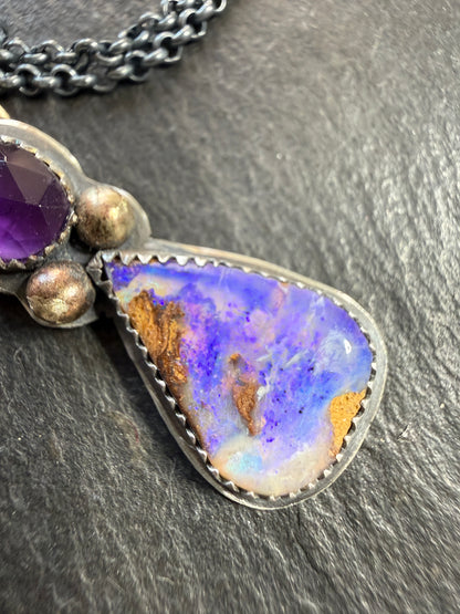 Amethyst and Boulder Opal Pendant