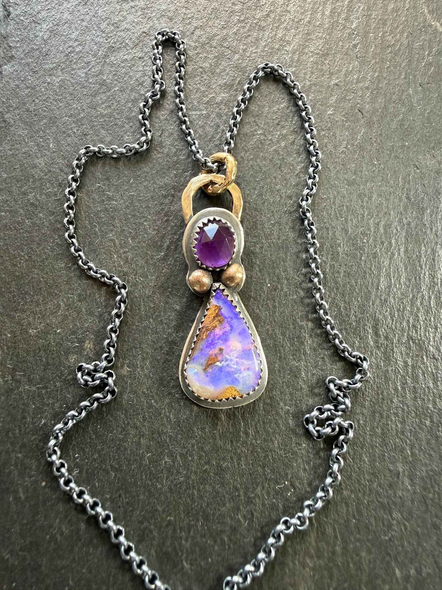 Amethyst and Boulder Opal Pendant