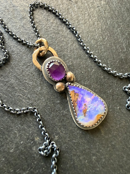 Amethyst and Boulder Opal Pendant