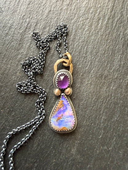 Amethyst and Boulder Opal Pendant