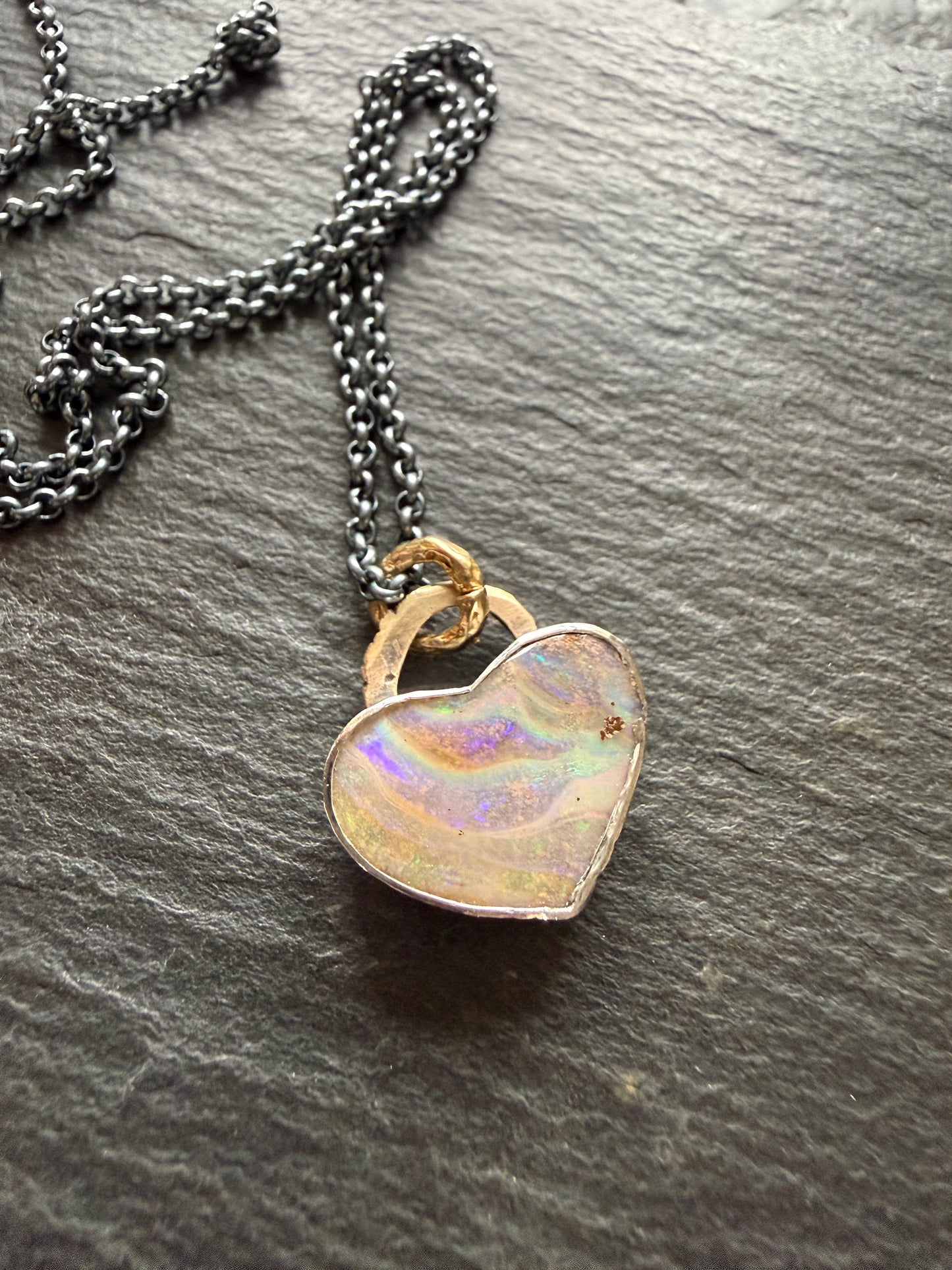 Pastel Opal Heart Pendant