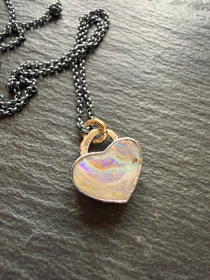 Pastel Opal Heart Pendant