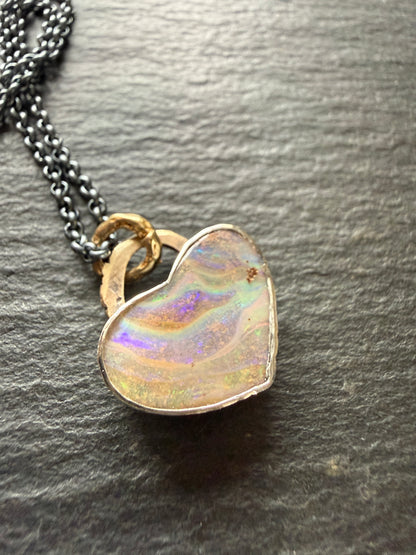 Pastel Opal Heart Pendant