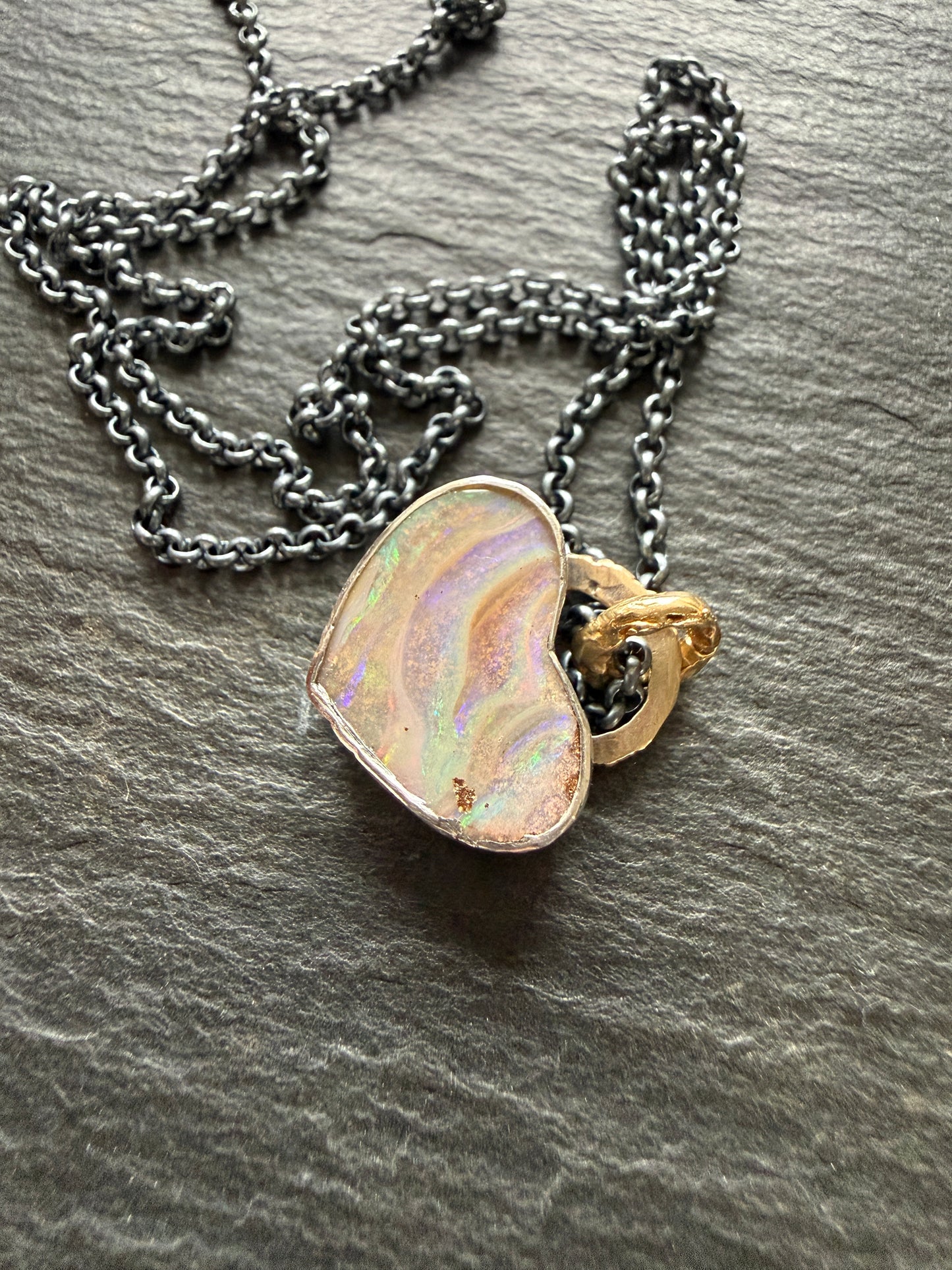 Pastel Opal Heart Pendant