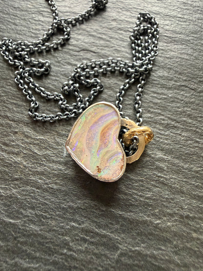 Pastel Opal Heart Pendant