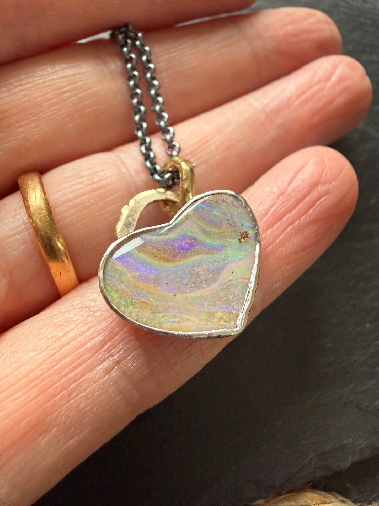 Pastel Opal Heart Pendant