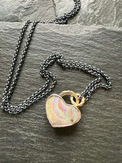 Pastel Opal Heart Pendant
