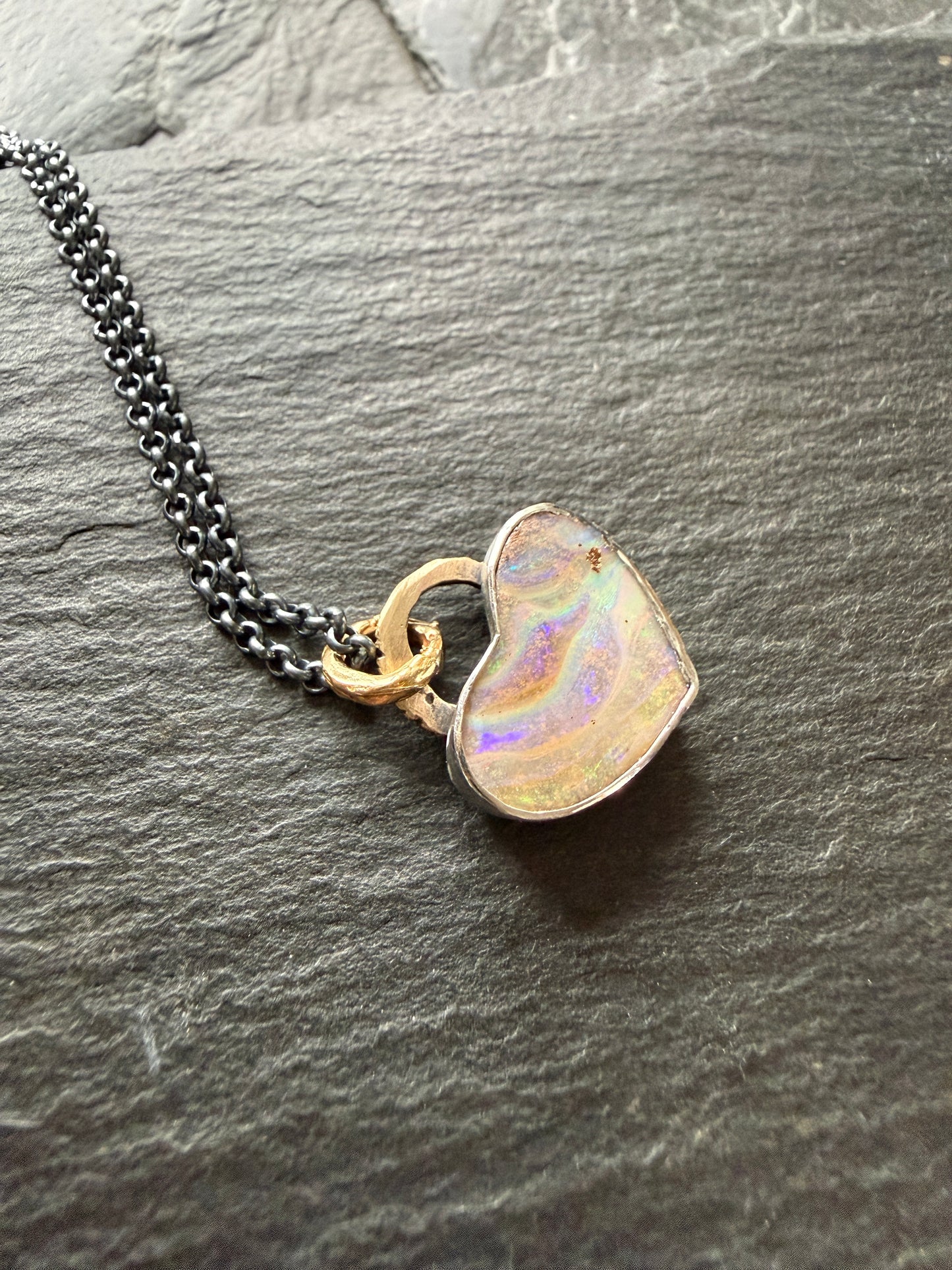Pastel Opal Heart Pendant
