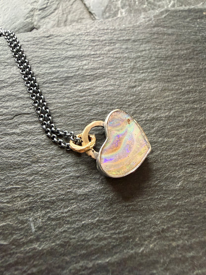 Pastel Opal Heart Pendant