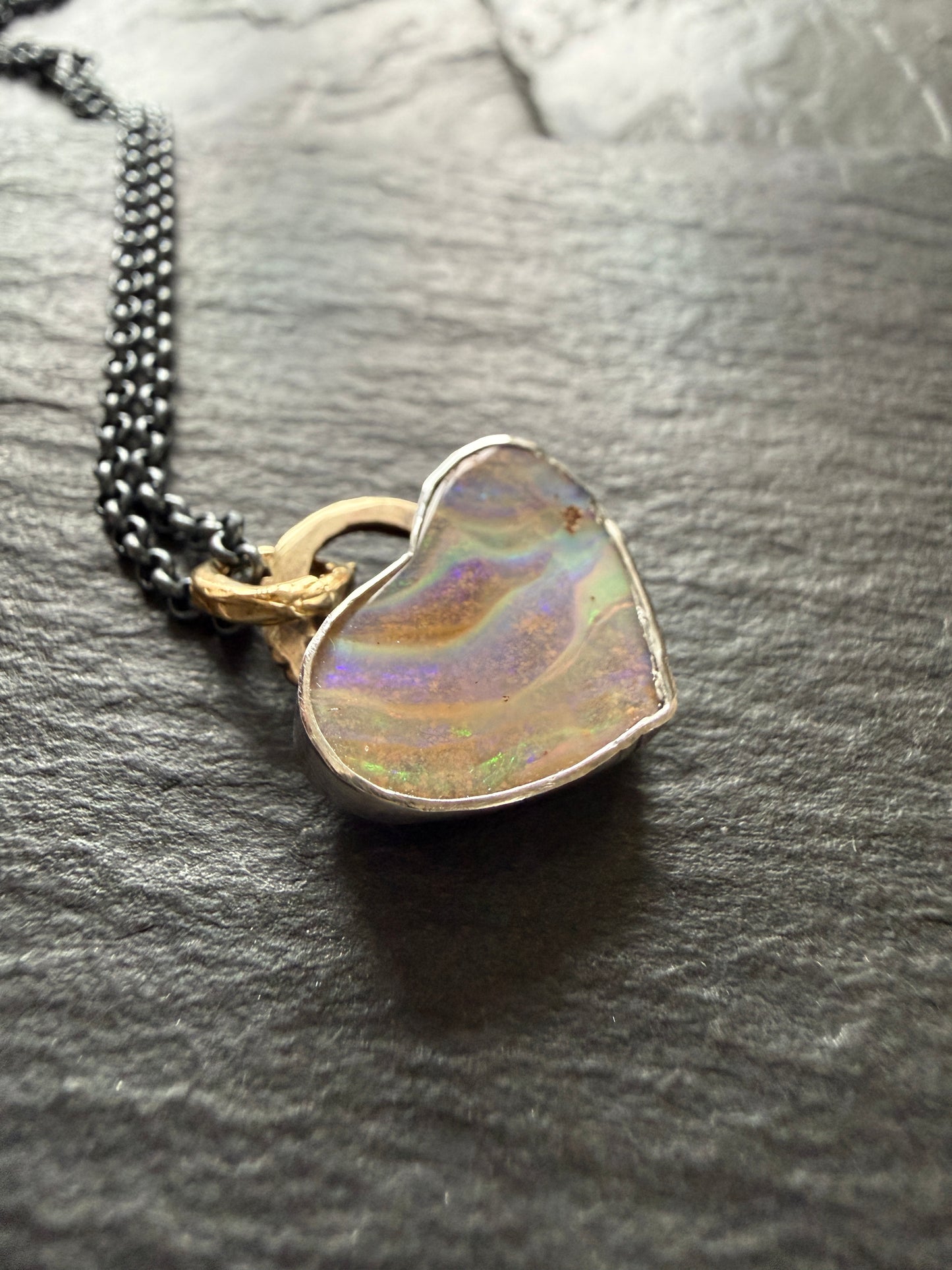 Pastel Opal Heart Pendant