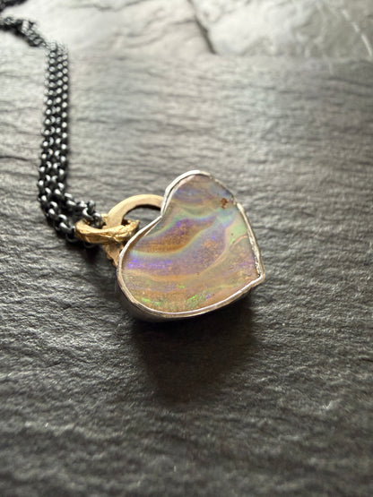Pastel Opal Heart Pendant