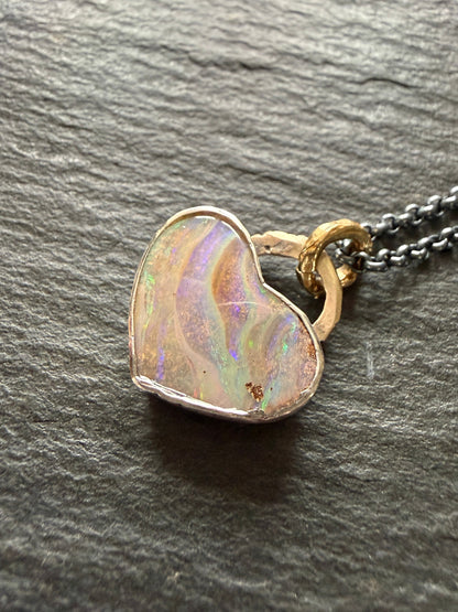 Pastel Opal Heart Pendant
