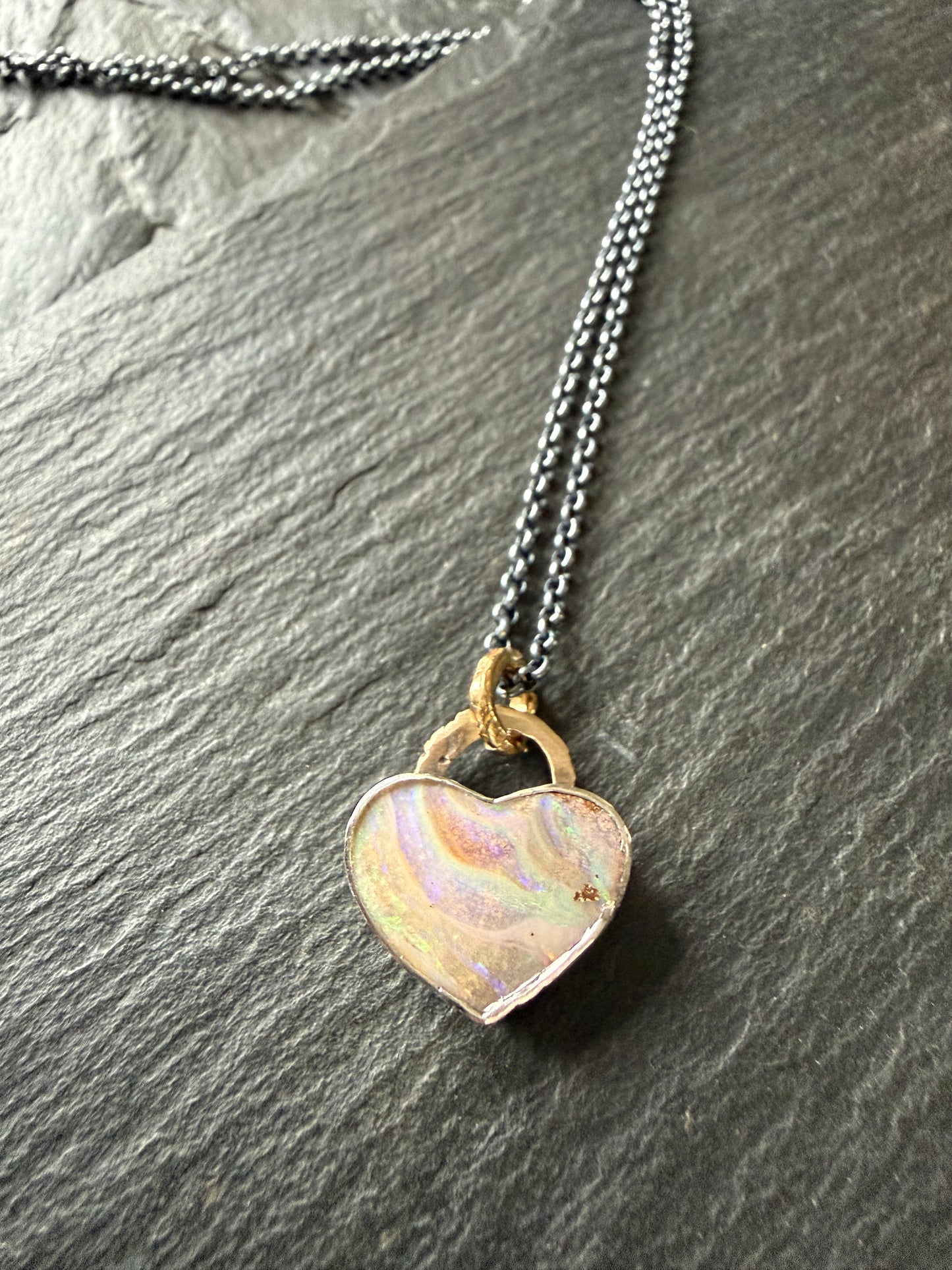Pastel Opal Heart Pendant