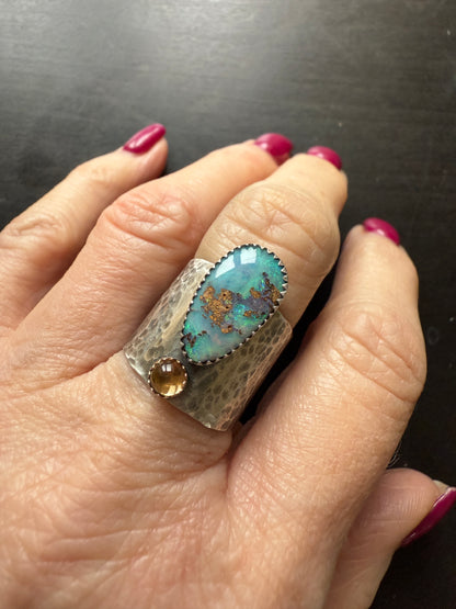 Citrine and Opal Statement Ring