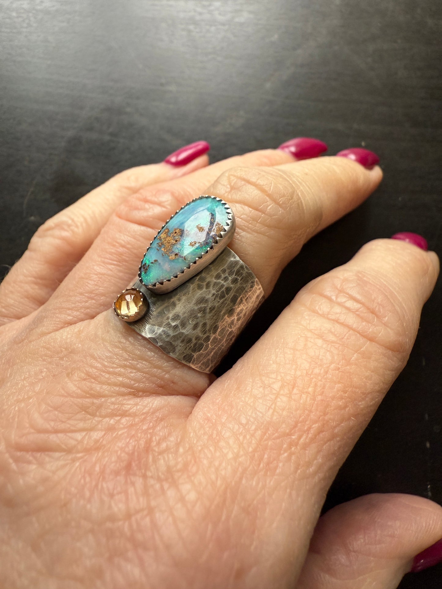 Citrine and Opal Statement Ring