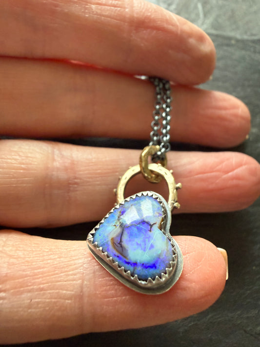 Monarch opal Heart Pendant