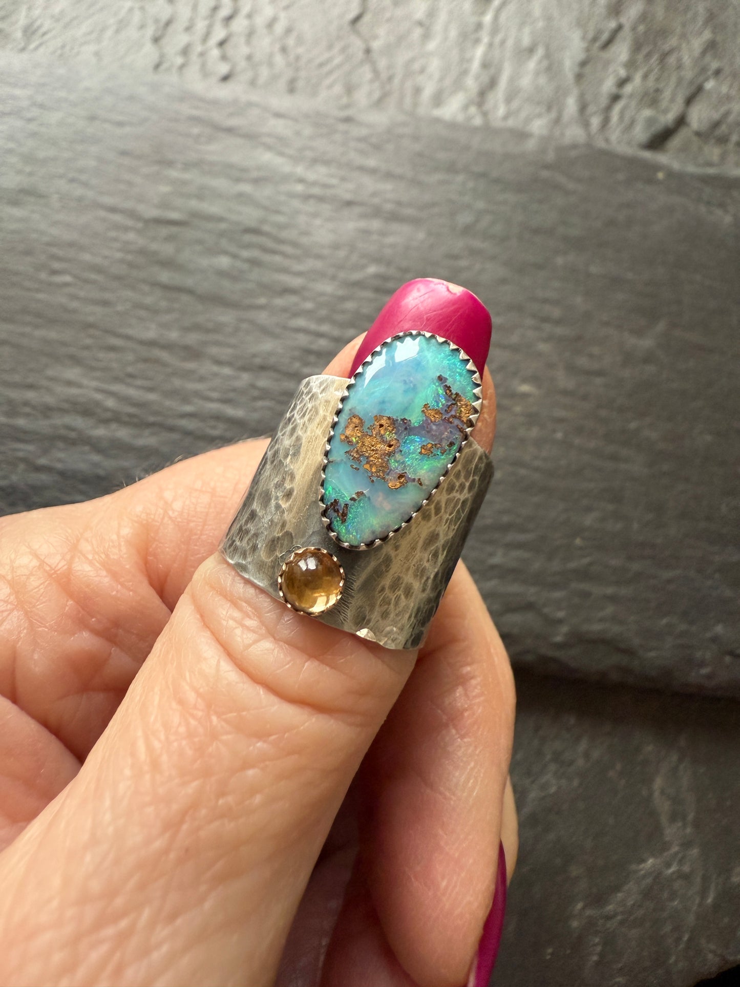 Citrine and Opal Statement Ring