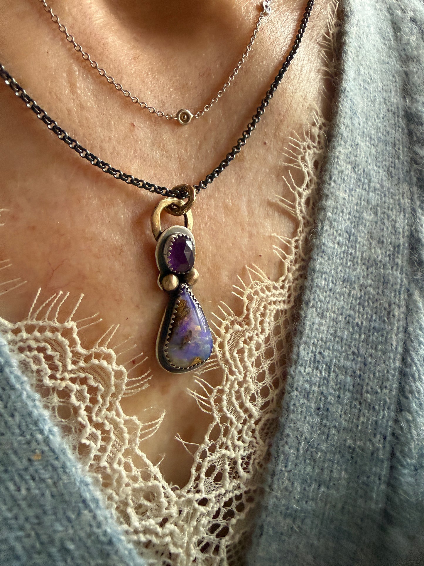 Amethyst and Boulder Opal Pendant