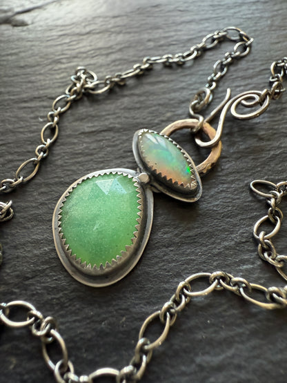 Chrysoprase and Ethiopian opal necklace