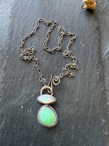 Chrysoprase and Ethiopian opal necklace