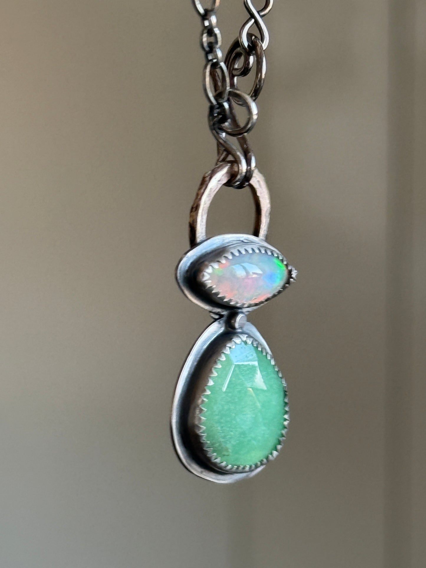 Chrysoprase and Ethiopian opal necklace