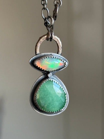 Chrysoprase and Ethiopian opal necklace