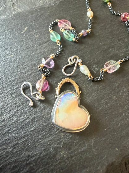 Heart Necklace with Gemstone Chain