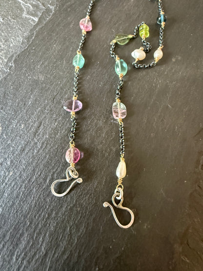 Heart Necklace with Gemstone Chain