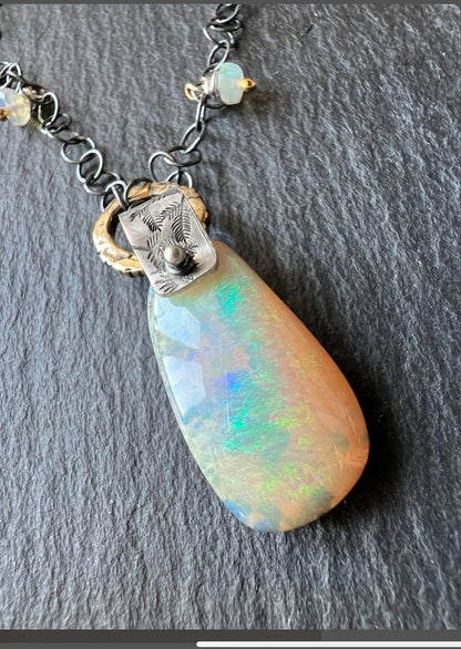 Australian Boulder Pipe Crystal opal necklace