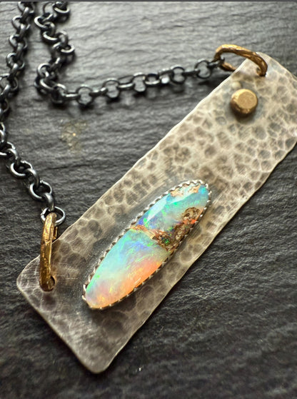 Opal Bar Necklace