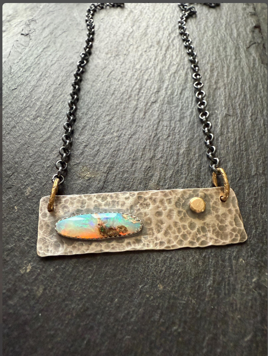 Opal Bar Necklace