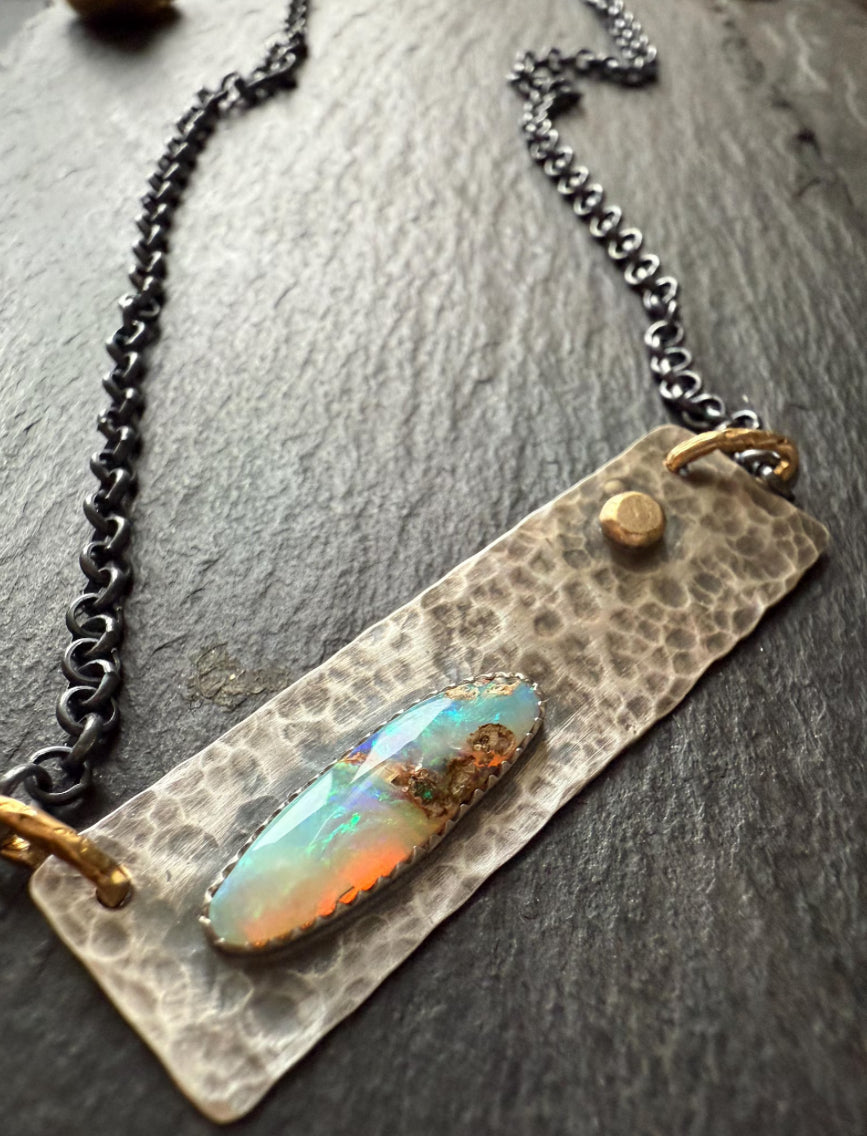 Opal Bar Necklace