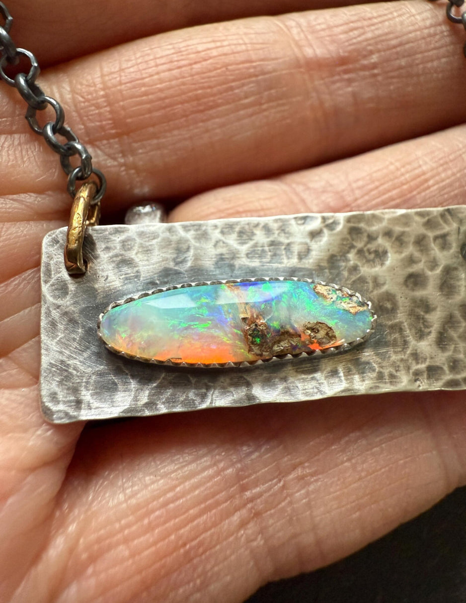 Opal Bar Necklace