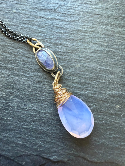 Chalcedony and Iolite Necklace