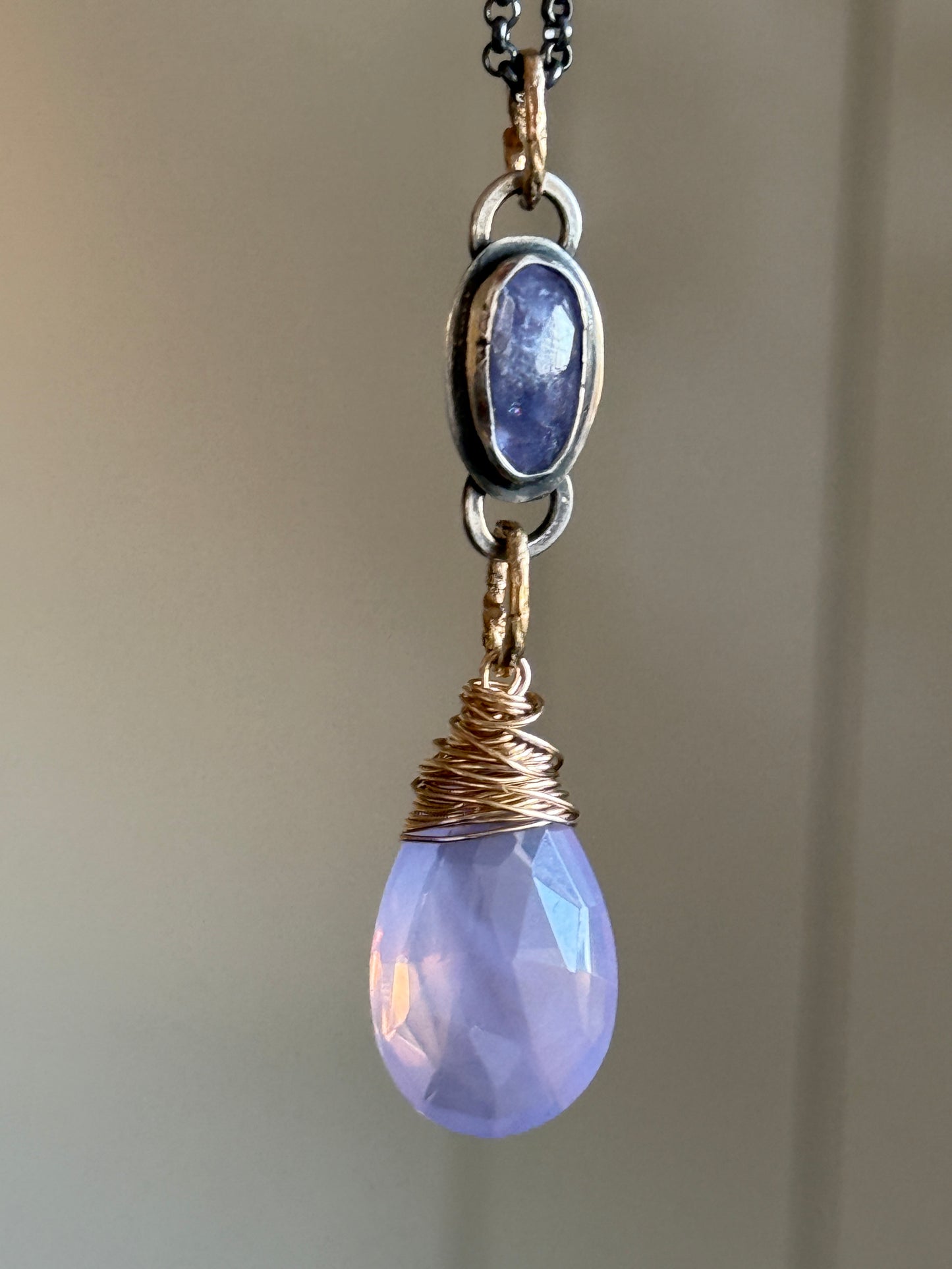 Chalcedony and Iolite Necklace