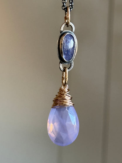 Chalcedony and Iolite Necklace