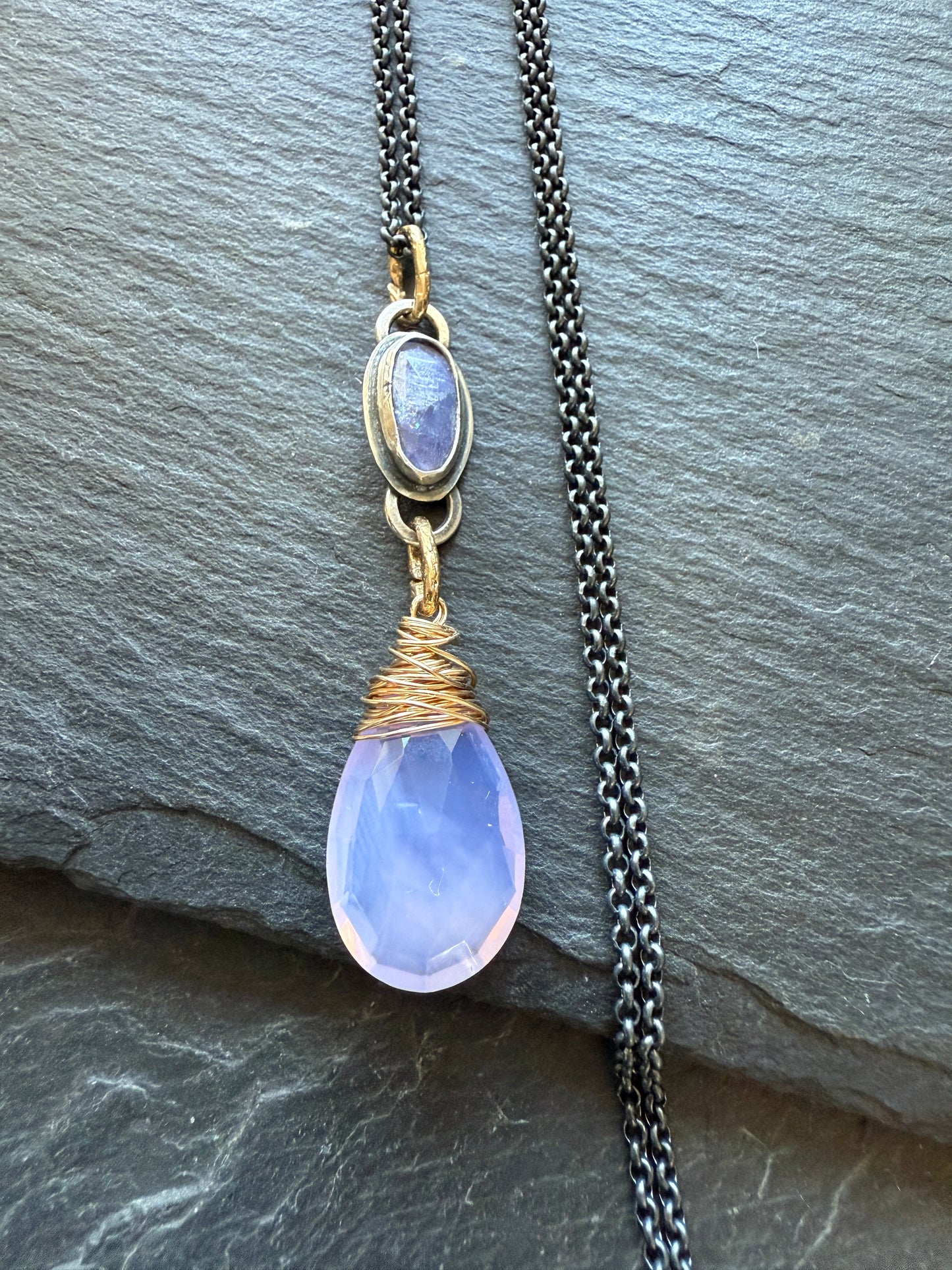 Chalcedony and Iolite Necklace