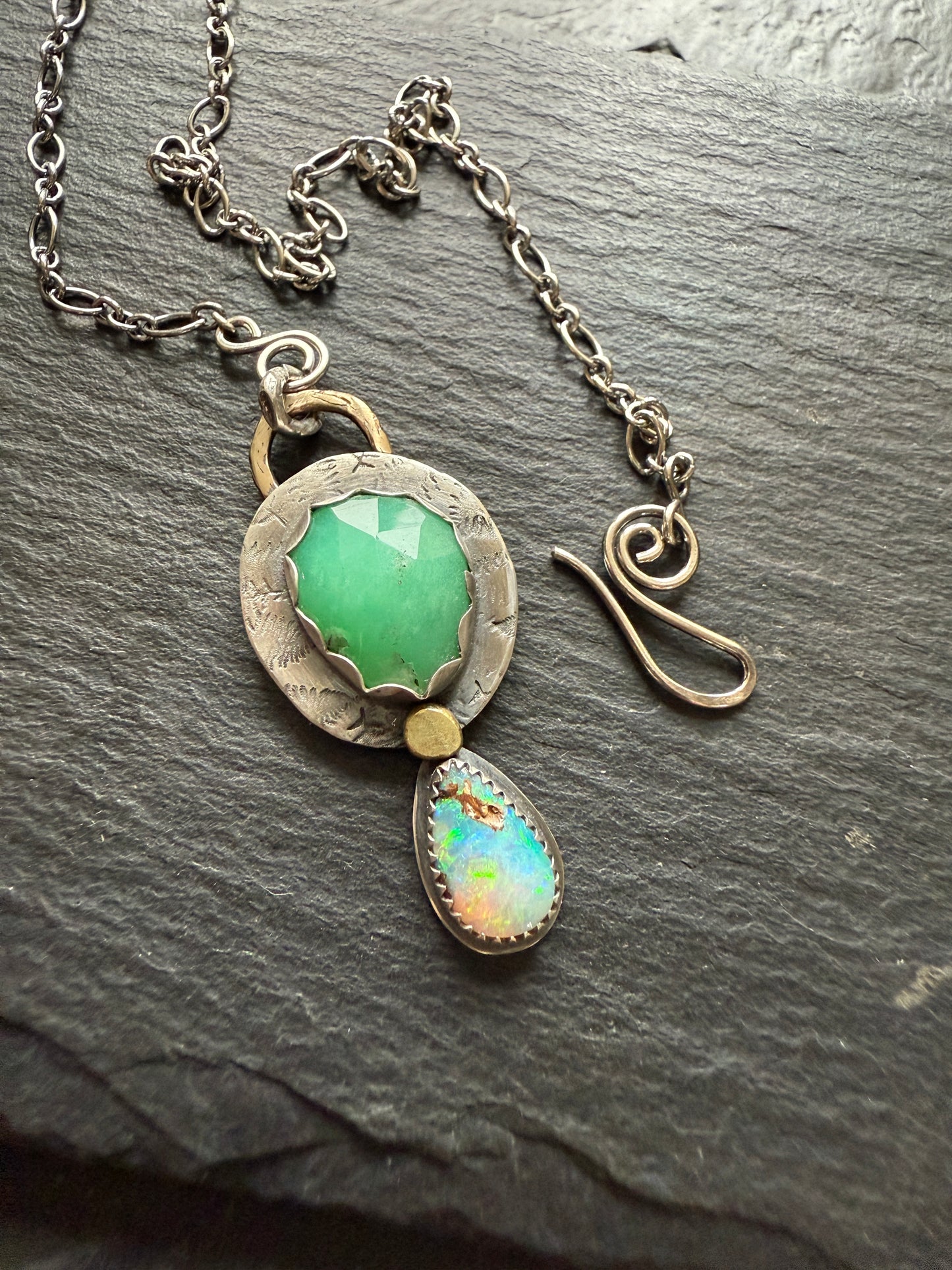 Chrysoprase and Opal Necklace