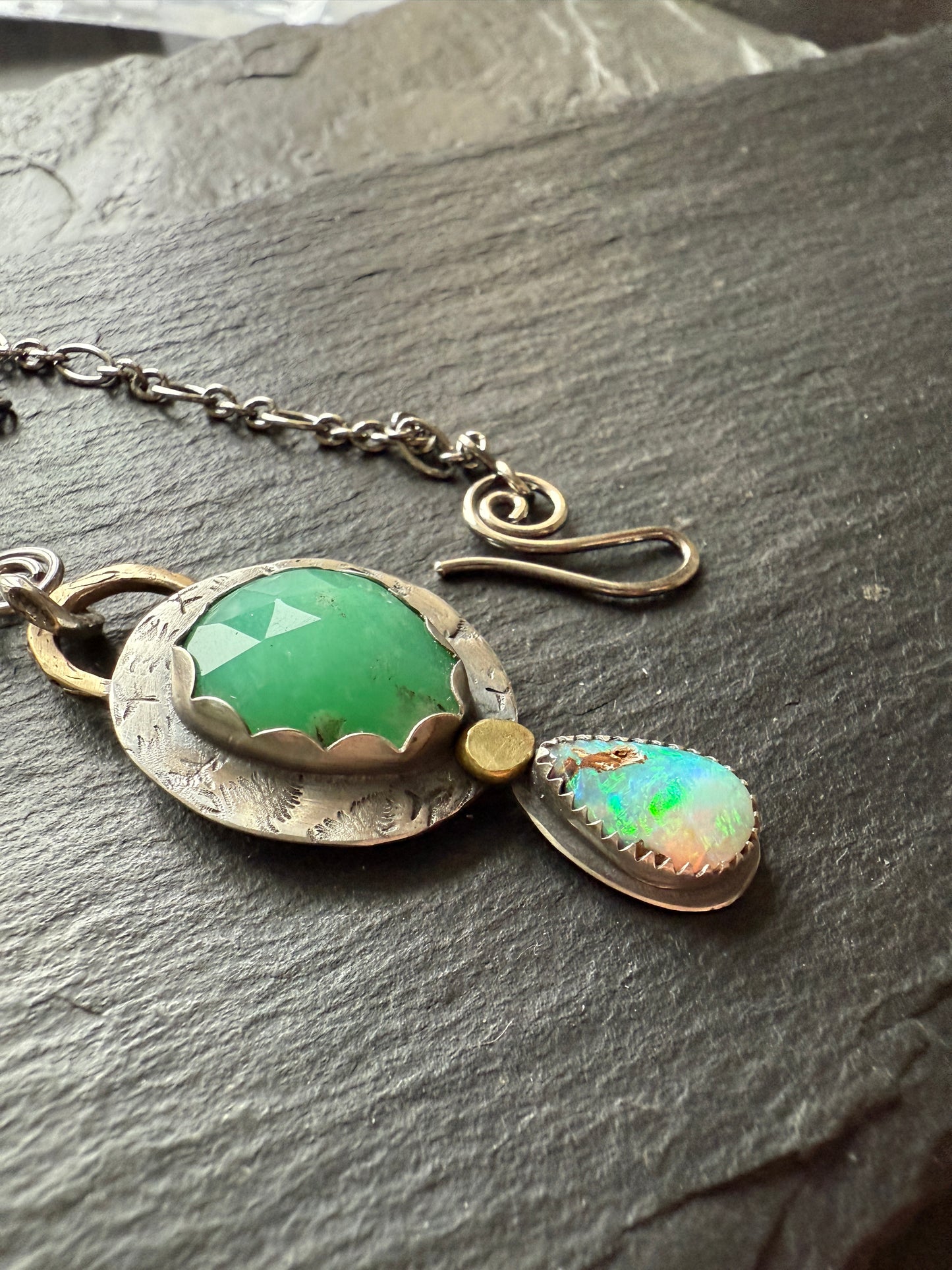 Chrysoprase and Opal Necklace